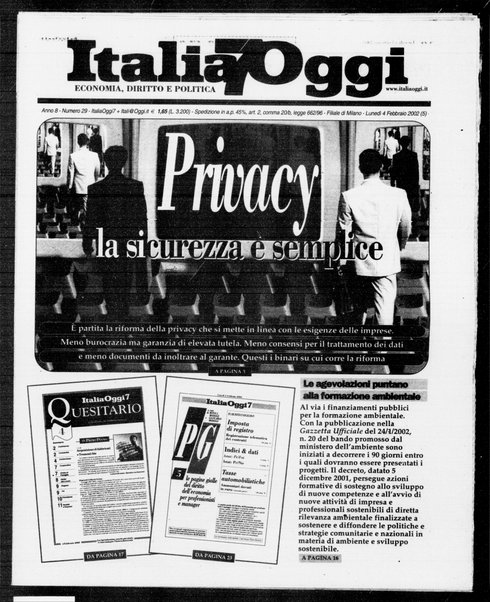 Italia oggi : quotidiano di economia finanza e politica